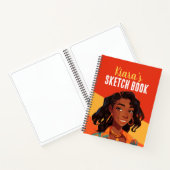 女カラフル10代のパーソナライズされた子のスケッチ本 ノートブック (内部)