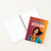 女カラフル10代のパーソナライズされた子のスケッチ本 ノートブック (内部)