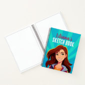 女カラフル10代のパーソナライズされた子のスケッチ本 ノートブック (内部)