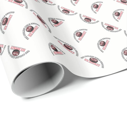 女クールの人のまわりに遊のアイスホッケー ラッピングペーパー (ロールコーナー)