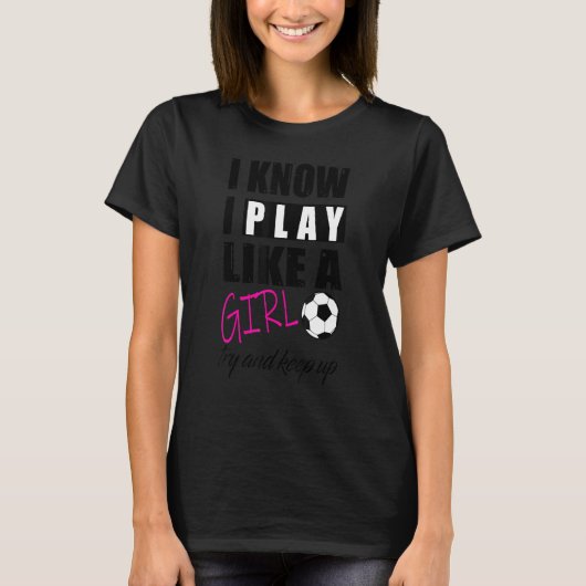 女クールの子の遊サッカーが好き Tシャツ (正面)