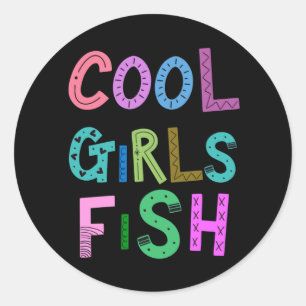 女クールの子フィッシュ魚釣り恋人ウーマンガールズ ラウンドシール