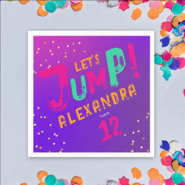 女クールモダン子パープルピンクトランポリンパーティー スタンダードカクテルナプキン