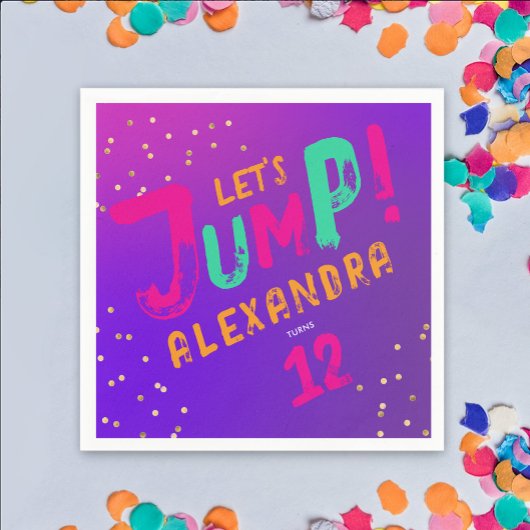 女クールモダン子パープルピンクトランポリンパーティー スタンダードカクテルナプキン