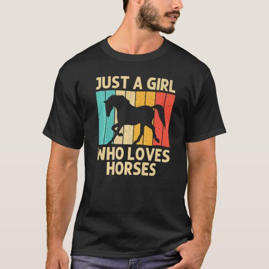 女クール子乗馬競馬用馬 Tシャツ (正面)