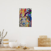 女クール性カラフルグラフィティ ポスター (キッチン)