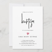 女コンテンポラリーの子ベビー洗礼発表 招待状 (正面)