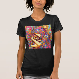 女サイケデリック子と猫 Tシャツ