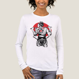 女サムライ戦士 – ドラゴン+ローズ+タトゥー 和柄デザイン トライブレンドＴシャツ