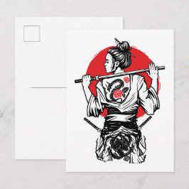 女サムライ竜薔薇 – 日本の武士 ポストカード