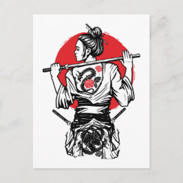 女サムライ竜薔薇 – 日本の武士 ポストカード