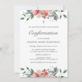 女シンプルの子のエレガントフローラ確認ピンク 招待状 (正面)