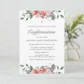 女シンプルの子のエレガントフローラ確認ピンク 招待状 (スタンド正面)