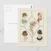 女スタイリッシュの帽子のフランスのイラストレーションアールデコ ポストカード (正面/裏面)