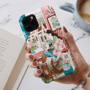女スタイリッシュ性ピンクのマインドホームイラストレーション iPhone 12ケース