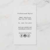 女スタイリッシュ起業家モダンモノグラム写真 名刺 (裏面)