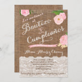 女スペインのの子のための洗礼と誕生日招待状 招待状 (正面/裏面)