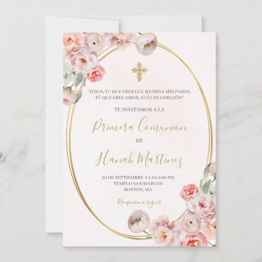 女スペインのの子の第1聖餐式 招待状 (正面)