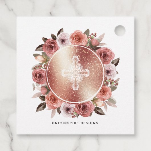 女スペインのの子バプテスマバラ金ゴールド、赤面フローラ フェイバータグ (裏面)