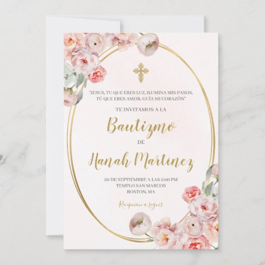 女スペインの子の洗礼 招待状 (正面)