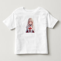 女テンプル騎士団の十字軍トートドラーTシャツ