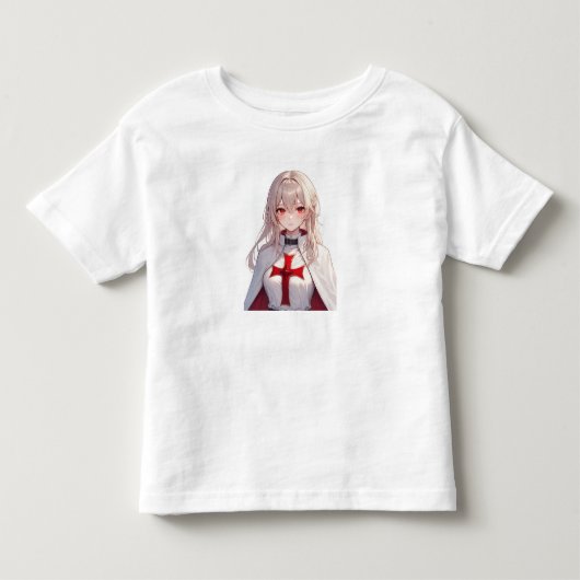 女テンプル騎士団の十字軍トートドラーTシャツ トドラーTシャツ (正面)