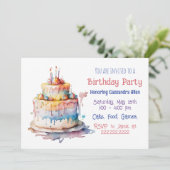 女パーソナライズされたお洒落の誕生日招待状 招待状 (スタンド正面)