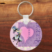 女パーソナライズされたかわいらし子のピンクの贈り物アイディア キーホルダー (正面)