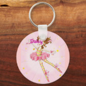 女パーソナライズされたかわいらし子のピンクの贈り物アイディア キーホルダー (正面)