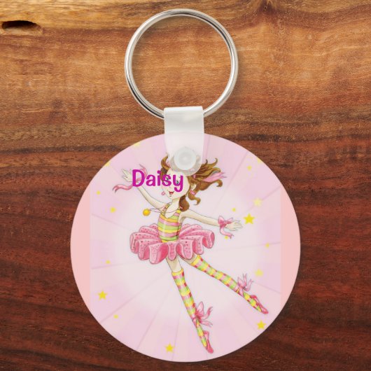 女パーソナライズされたかわいらし子のピンクの贈り物アイディア キーホルダー (正面)