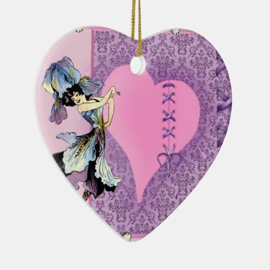 女パーソナライズされたかわいらし子のピンクの贈り物アイディア セラミックオーナメント (右)