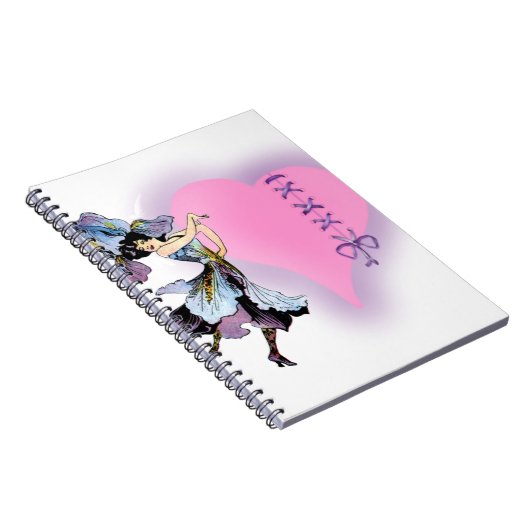 女パーソナライズされたかわいらし子のピンクの贈り物アイディア ノートブック (右側)