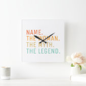 女パーソナライズされたに伝説と名を付ける スクエア壁時計 (ホーム)