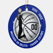 女パーソナライズされたの子のためのバスケットボールオーナメント,青 セラミックオーナメント (左)