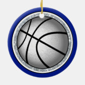 女パーソナライズされたの子のためのバスケットボールオーナメント,青 セラミックオーナメント (裏面)