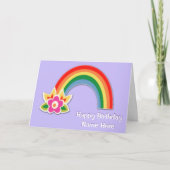 女パーソナライズされたの子のための虹の誕生日カード カード (正面)
