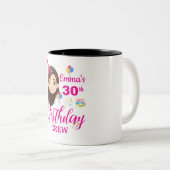 女パーソナライズされたの子のための誕生日ギフト – 名前をカスタムする ツートーンマグカップ (正面右)