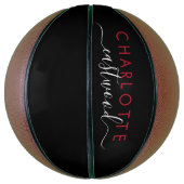 女パーソナライズされたの子のスクリプモノグラムのト バスケットボール (縦)