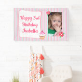 (女パーソナライズされたの子のピンクの誕生日バナーを追加 横断幕 (インサイチュ)