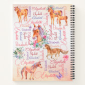 女パーソナライズされたの子の名前とポニーのコラージュ ノートブック (裏面)