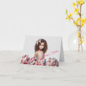 女パーソナライズされたの子の名前誕生日カード カード (黄色い花)