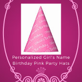 女パーソナライズされたの子の名前誕生日ピンクパーティー帽子 パーティーハット