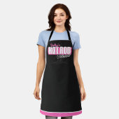 女パーソナライズされたの子の名前Pinstripesガ改造レージ エプロン (着用した状態)