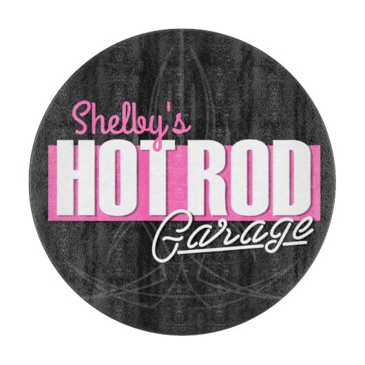 女パーソナライズされたの子の名前Pinstripesガ改造レージ カッティングボード (正面)