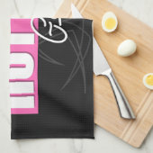 女パーソナライズされたの子の名前Pinstripesガ改造レージ キッチンタオル (四つ折り)