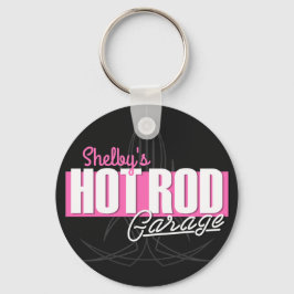 女パーソナライズされたの子の名前Pinstripesガ改造レージ キーホルダー