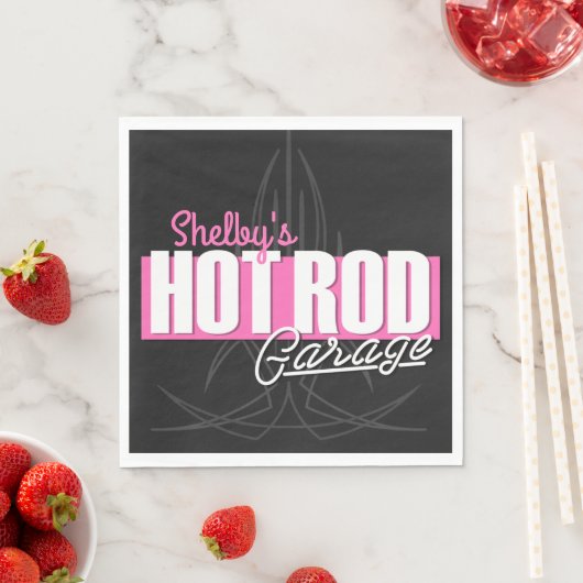 女パーソナライズされたの子の名前Pinstripesガ改造レージ スタンダードランチョンナプキン (インサイチュ)