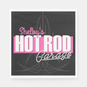 女パーソナライズされたの子の名前Pinstripesガ改造レージ スタンダードランチョンナプキン (正面)