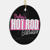 女パーソナライズされたの子の名前Pinstripesガ改造レージ セラミックオーナメント (右)