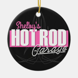 女パーソナライズされたの子の名前Pinstripesガ改造レージ セラミックオーナメント